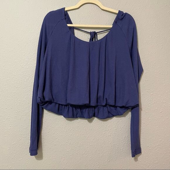 Free People Tops - Free People Bondi Purple Cropped Blouson Thermal Blouse Womens S Boho Casual